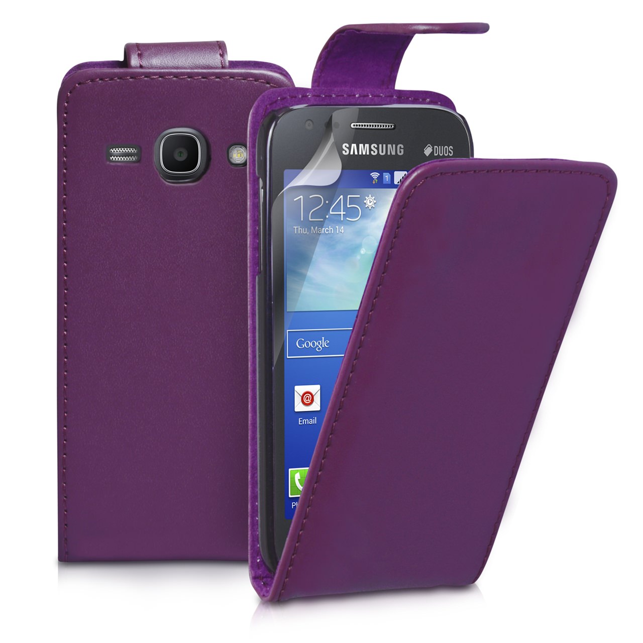 YouSave Samsung Galaxy Ace 3 Leather-Effect Flip Case - Purple