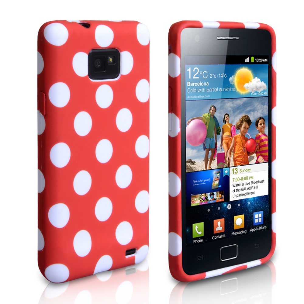 YouSave Accessories Samsung Galaxy S2 Polka Dot Gel Case - Red