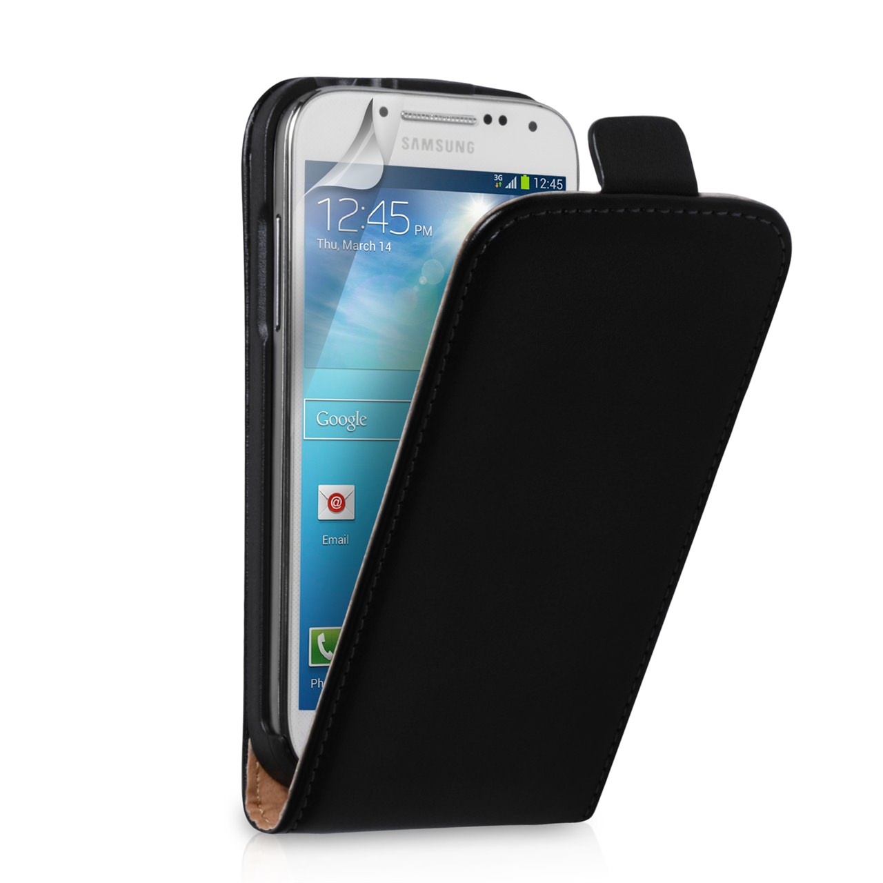 YouSave Samsung Galaxy S4 Mini Black Real Leather Flip Case