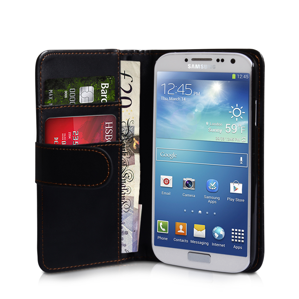 YouSave Samsung Galaxy S4 Leather Effect Wallet Case - Black 