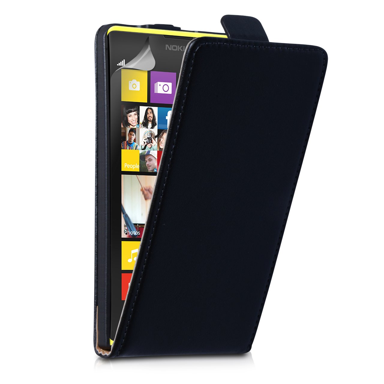 YouSave Accessories Nokia Lumia 1020 Real Leather Flip Case - Black