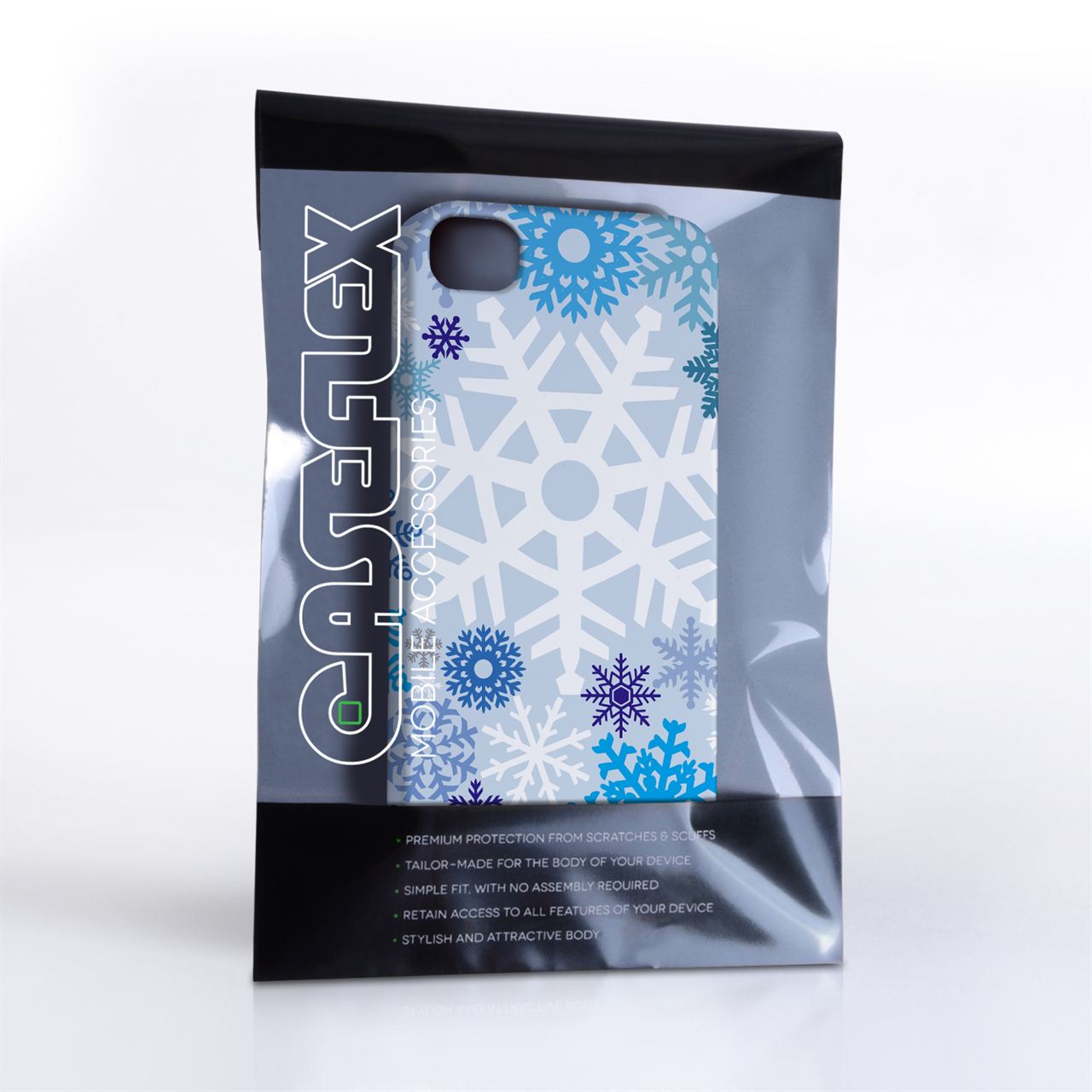 Caseflex iPhone 4 / 4S Winter Christmas Snowflake Cover – Blue