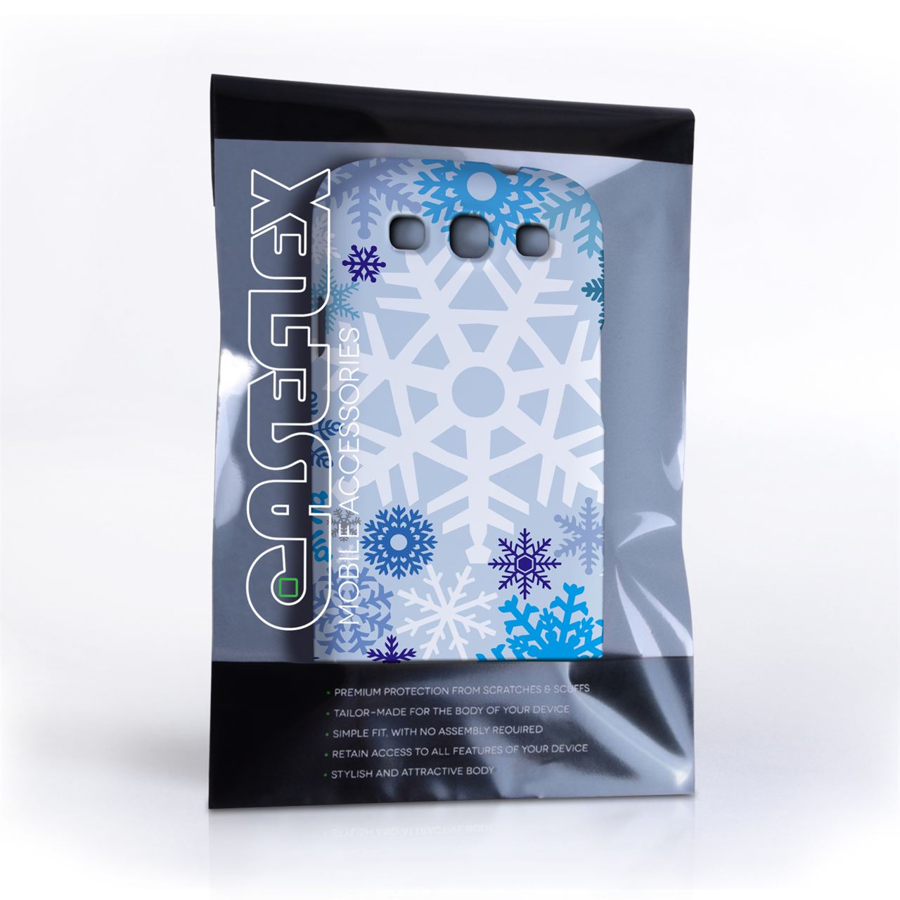 Caseflex Samsung Galaxy S3 Winter Christmas Snowflake Cover – Blue