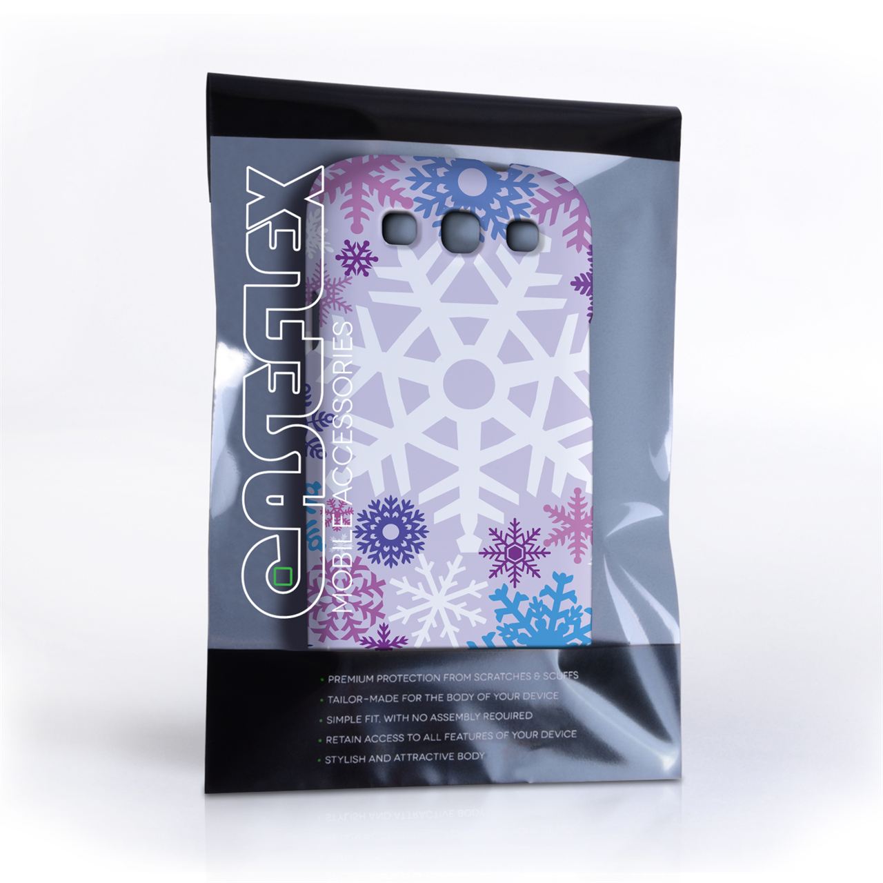 Caseflex Samsung Galaxy S3 Winter Christmas Snowflake Cover – Purple