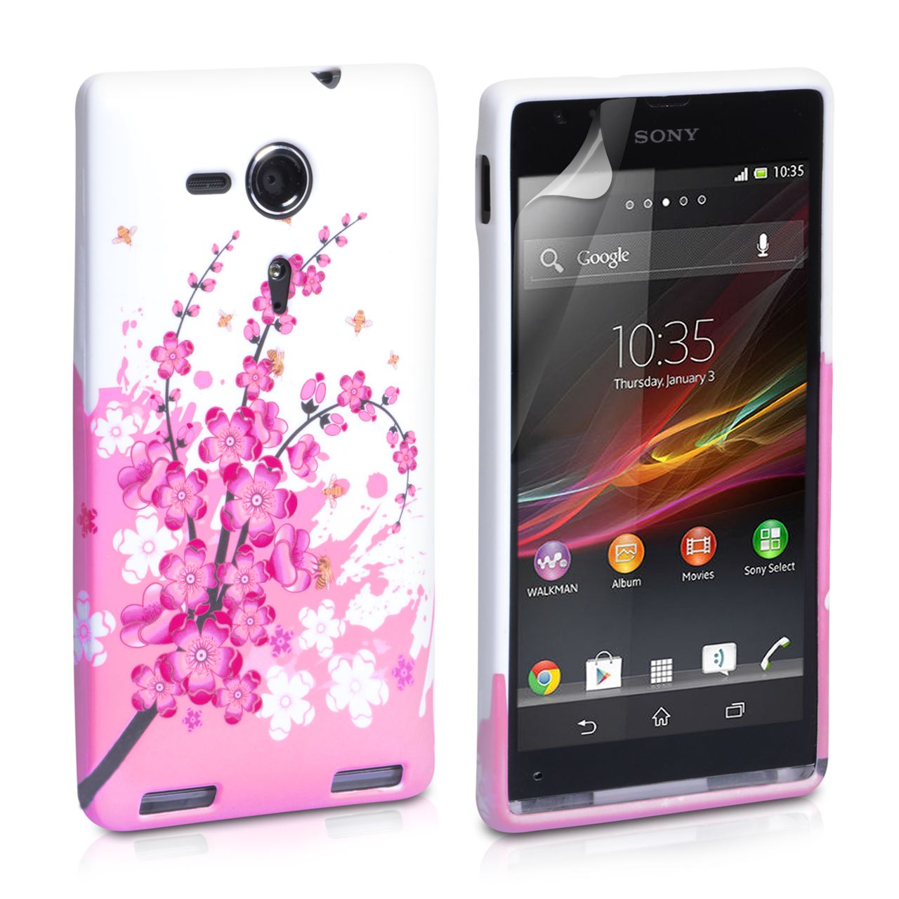 YouSave Accessories Sony Xperia SP Floral Bee Silicone Gel Case