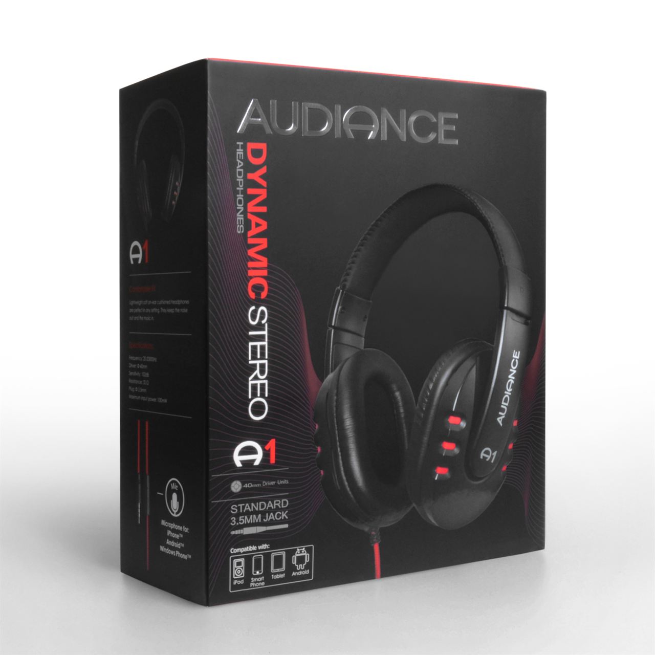 Audiance A1 Over Ear Headphones - Black/Red
