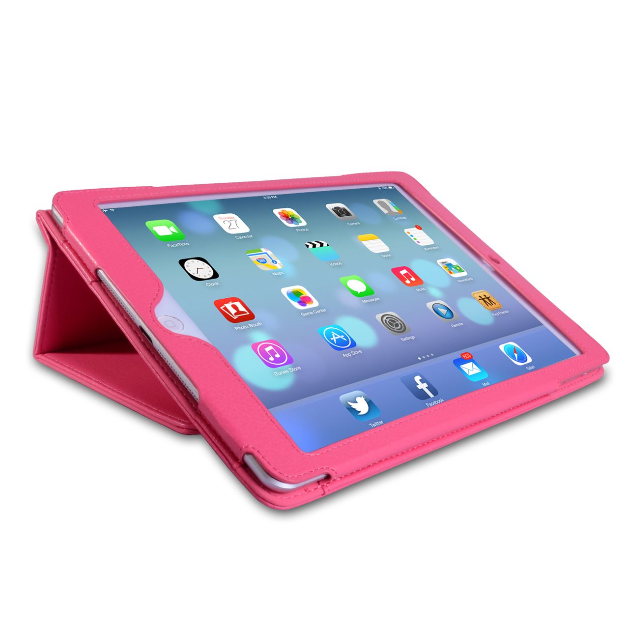 Caseflex iPad Air Textured Faux Leather Stand Case - Hot Pink