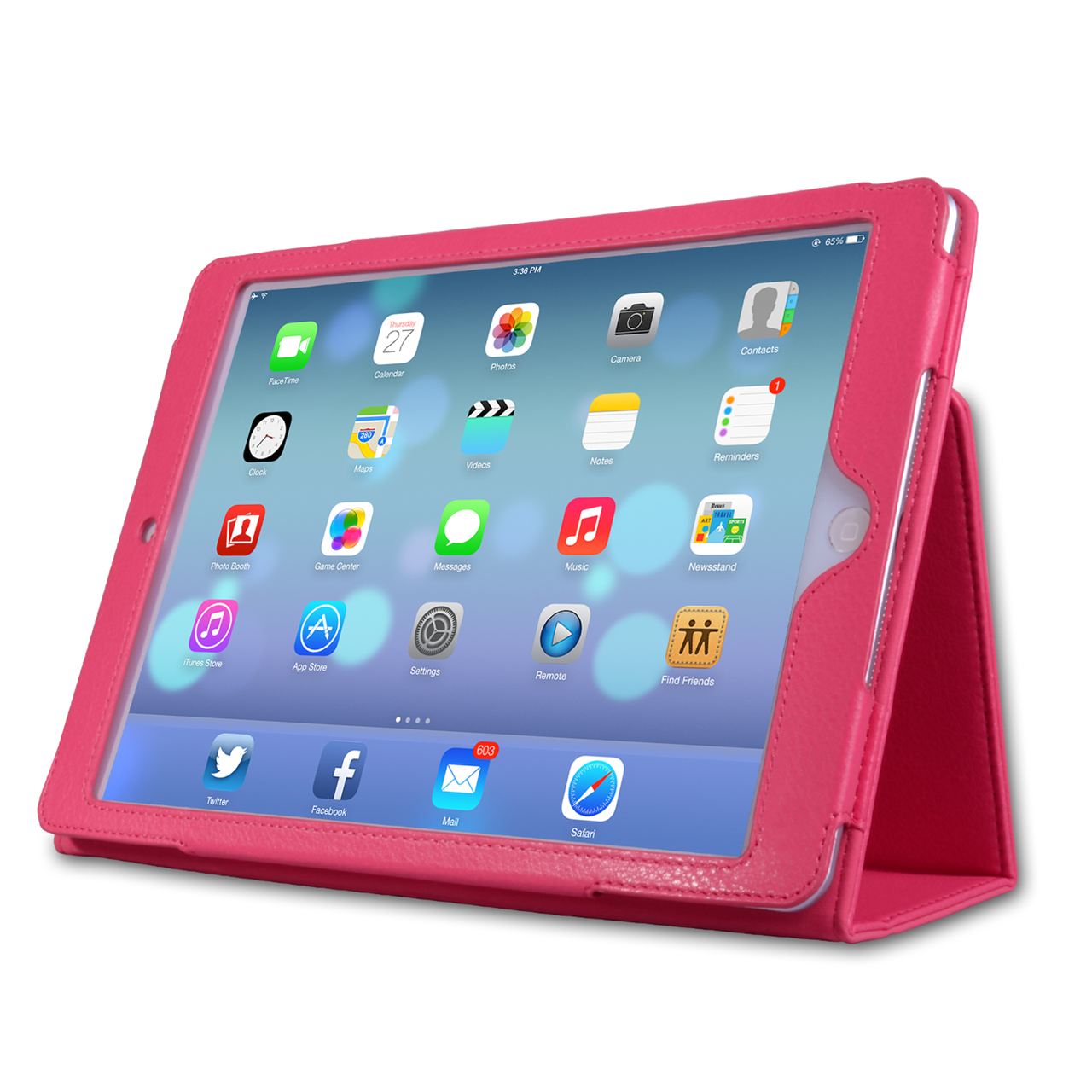 Caseflex iPad Air Textured Faux Leather Stand Case - Hot Pink