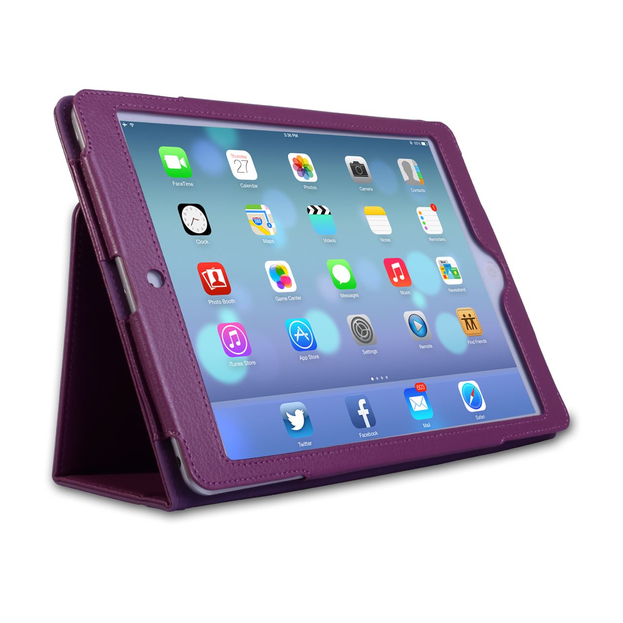 Caseflex iPad Air Textured Faux Leather Stand Cover - Purple