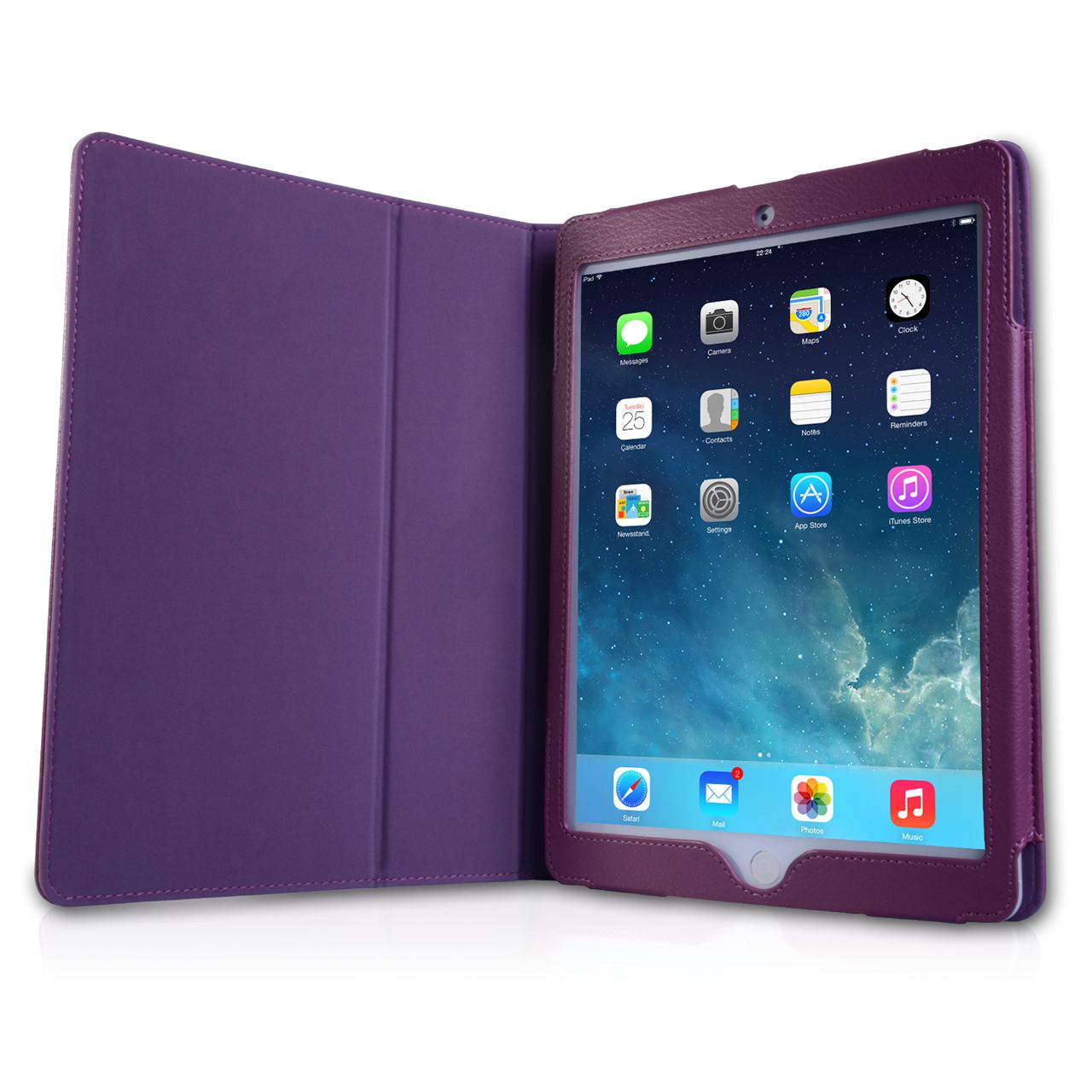 Caseflex iPad Air Textured Faux Leather Stand Cover - Purple