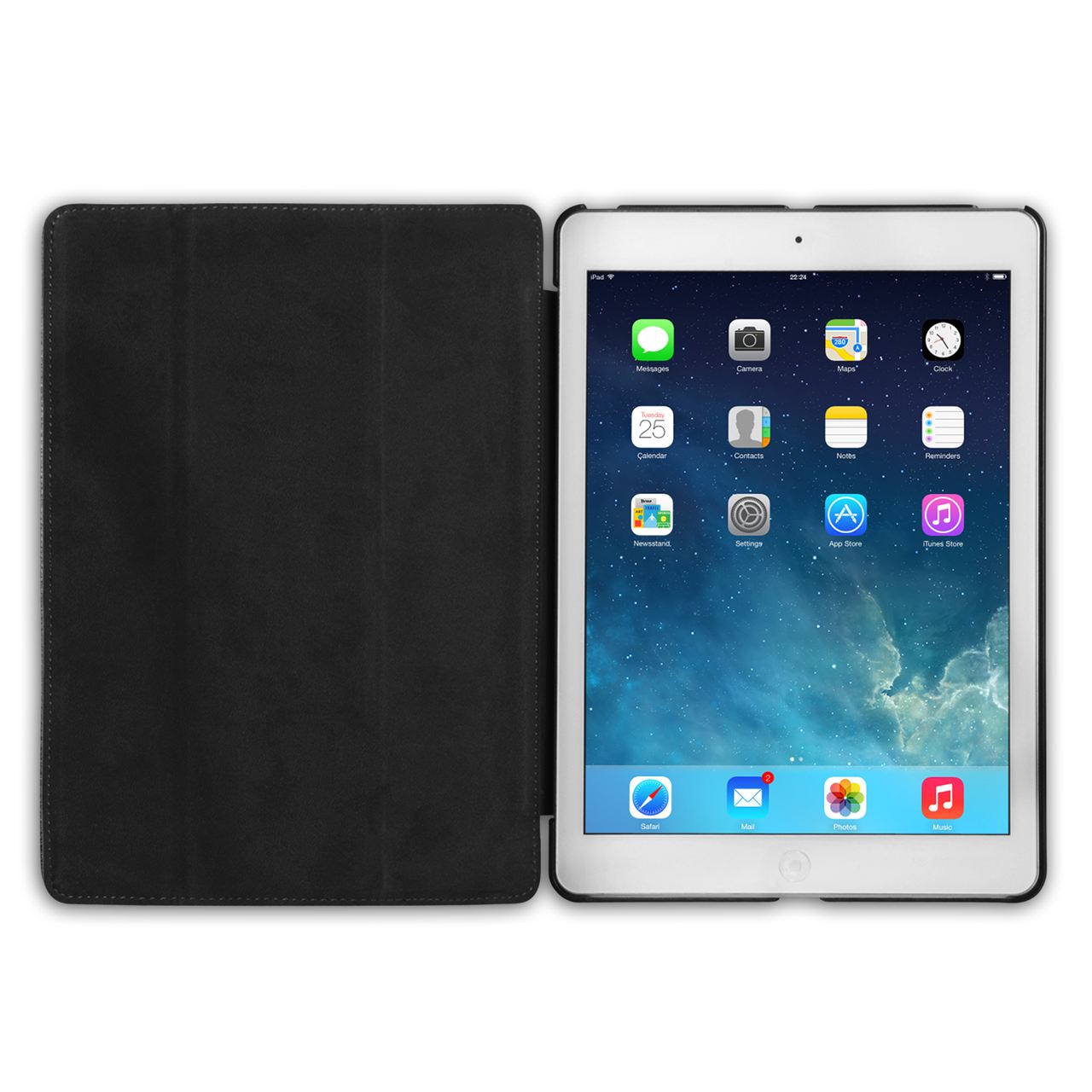 Caseflex iPad Air Textured Faux Leather Hardshell Stand Cover - Black