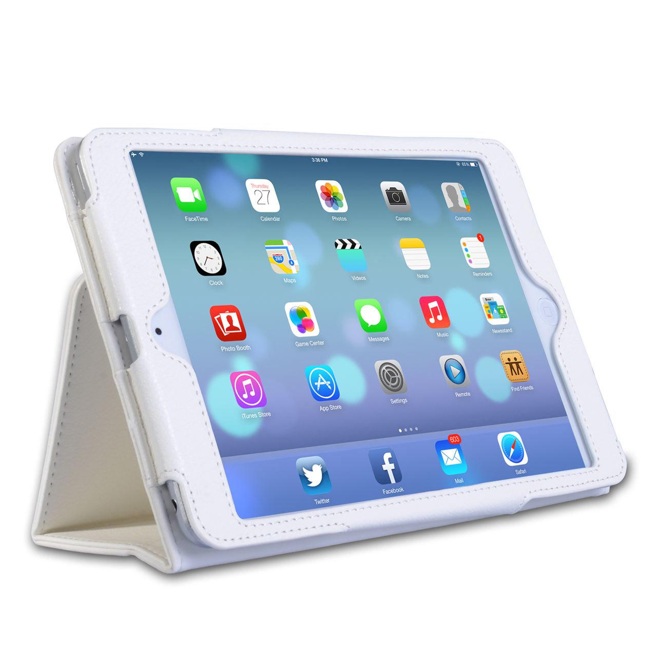 Caseflex iPad Mini 2 Textured Faux Leather Stand Case - White