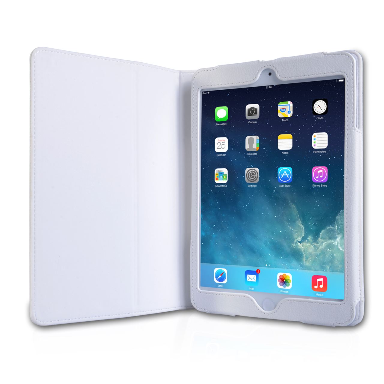 Caseflex iPad Mini 2 Textured Faux Leather Stand Case - White