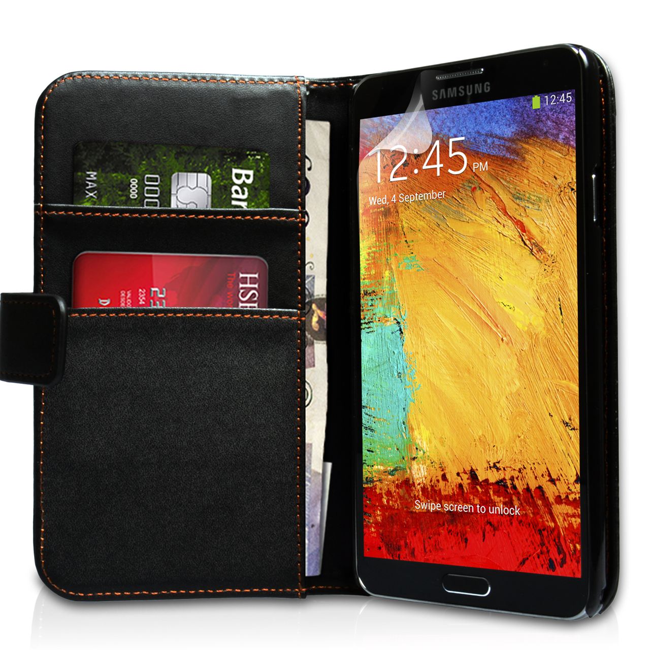 YouSave Samsung Galaxy Note 3 Leather Effect Wallet Case - Black