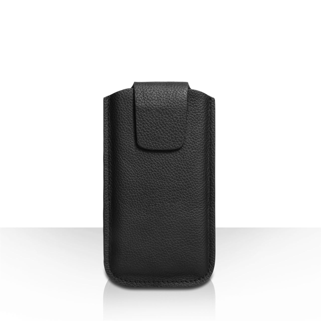 Caseflex Small Real Leather Textured Phone Pouch - Black