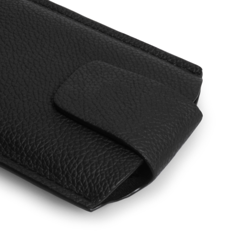 Caseflex Small Real Leather Textured Phone Pouch - Black