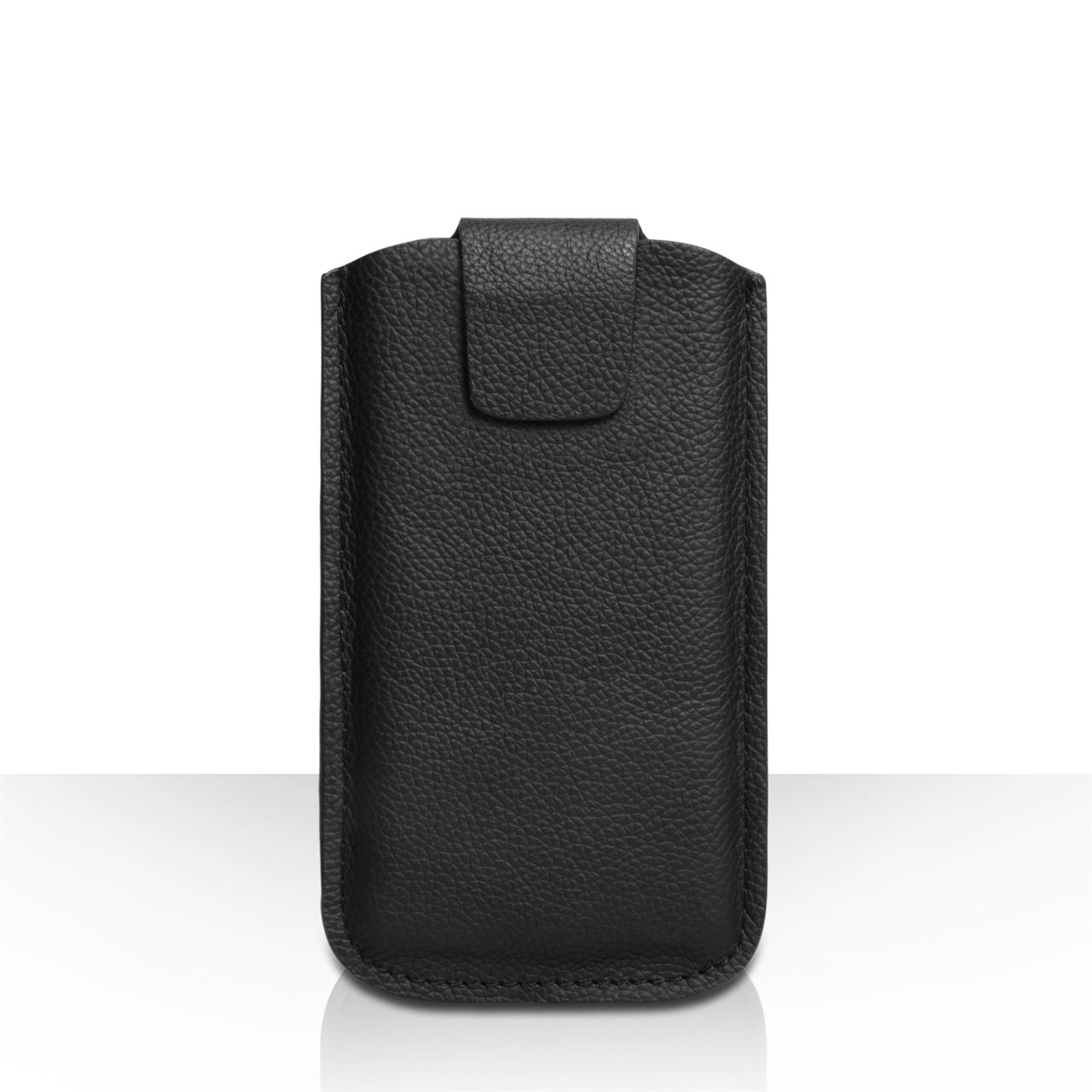 Caseflex Large Real Leather Textured Phone Pouch - Black