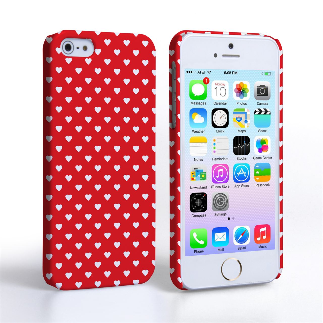 Caseflex iPhone 5 / 5S Cute Hearts Case - Red