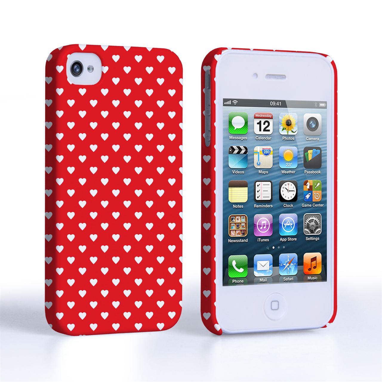 Caseflex  iPhone 4 / 4S Shimmering Hearts Case - Red and White