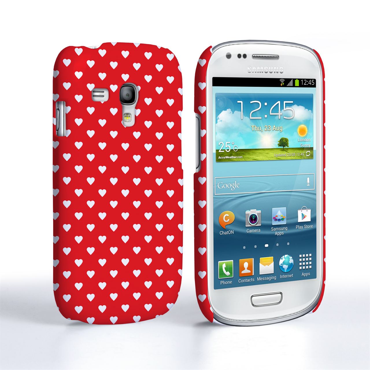 Caseflex Samsung Galaxy S3 Mini Cute Hearts Red and White Case
