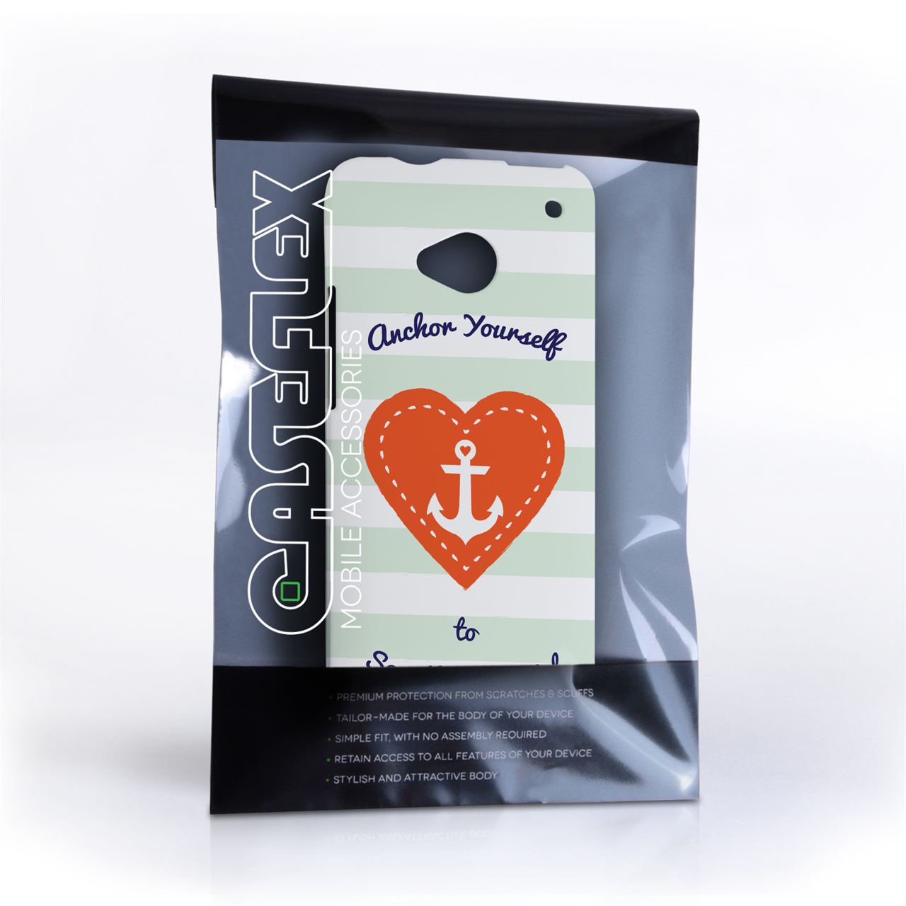 Caseflex HTC One Anchor Love Heart Case