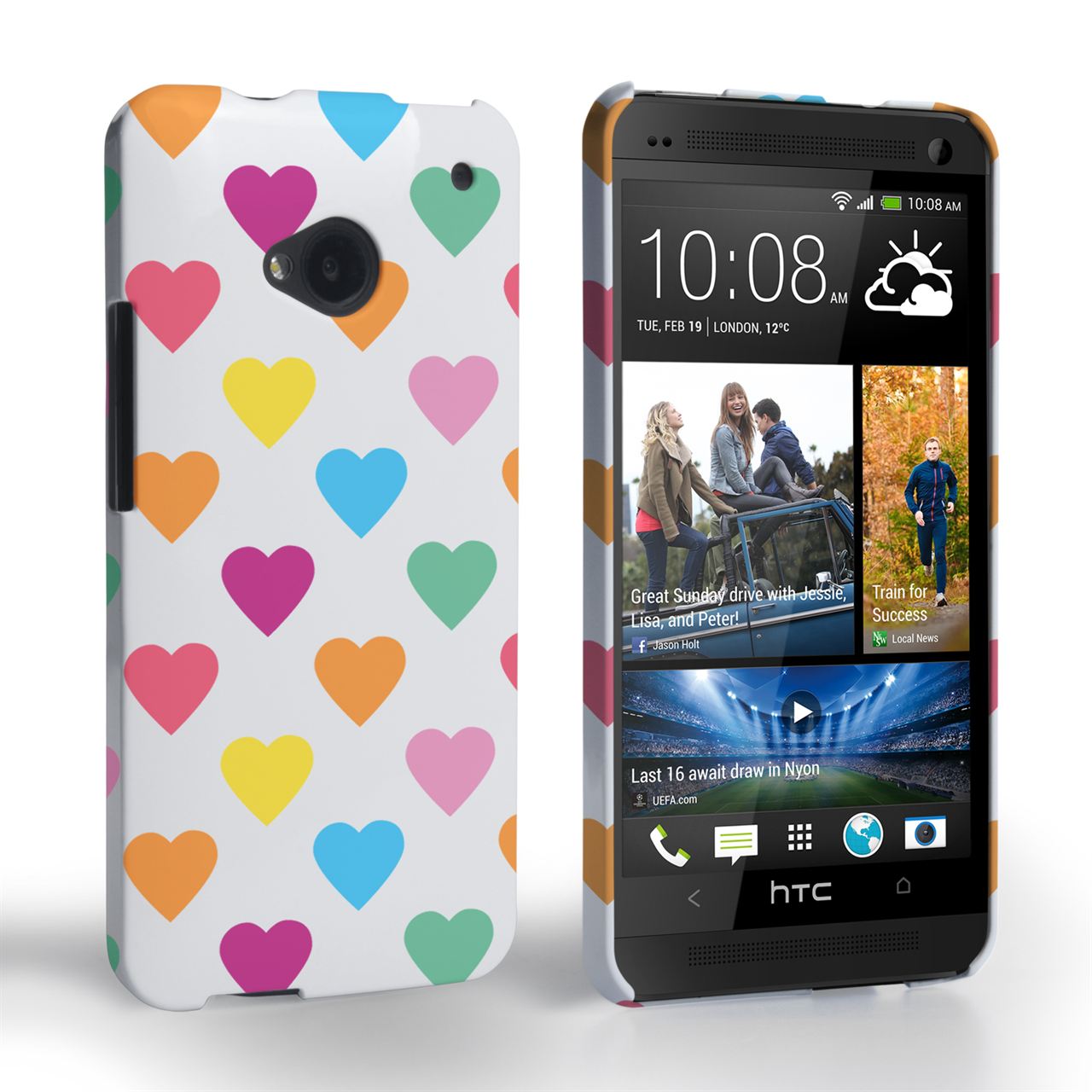 Caseflex HTC One Polka Hearts Pastel Case