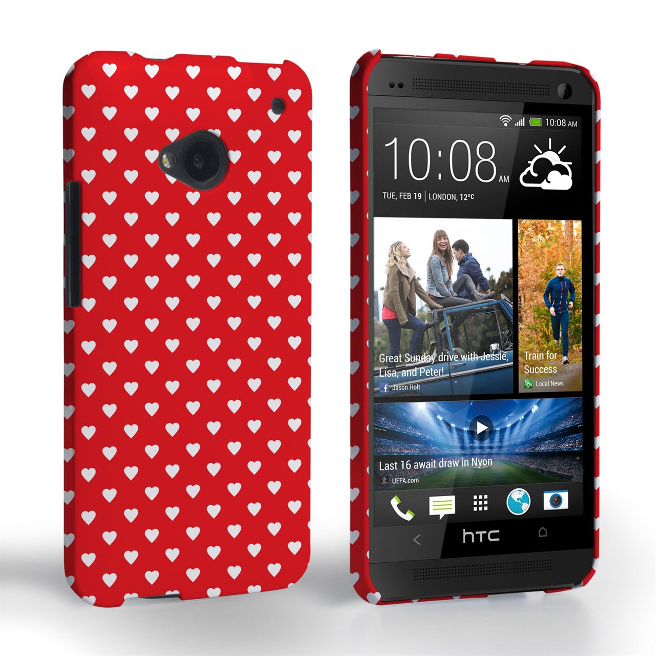 Caseflex HTC One Cute Hearts Red and White Case