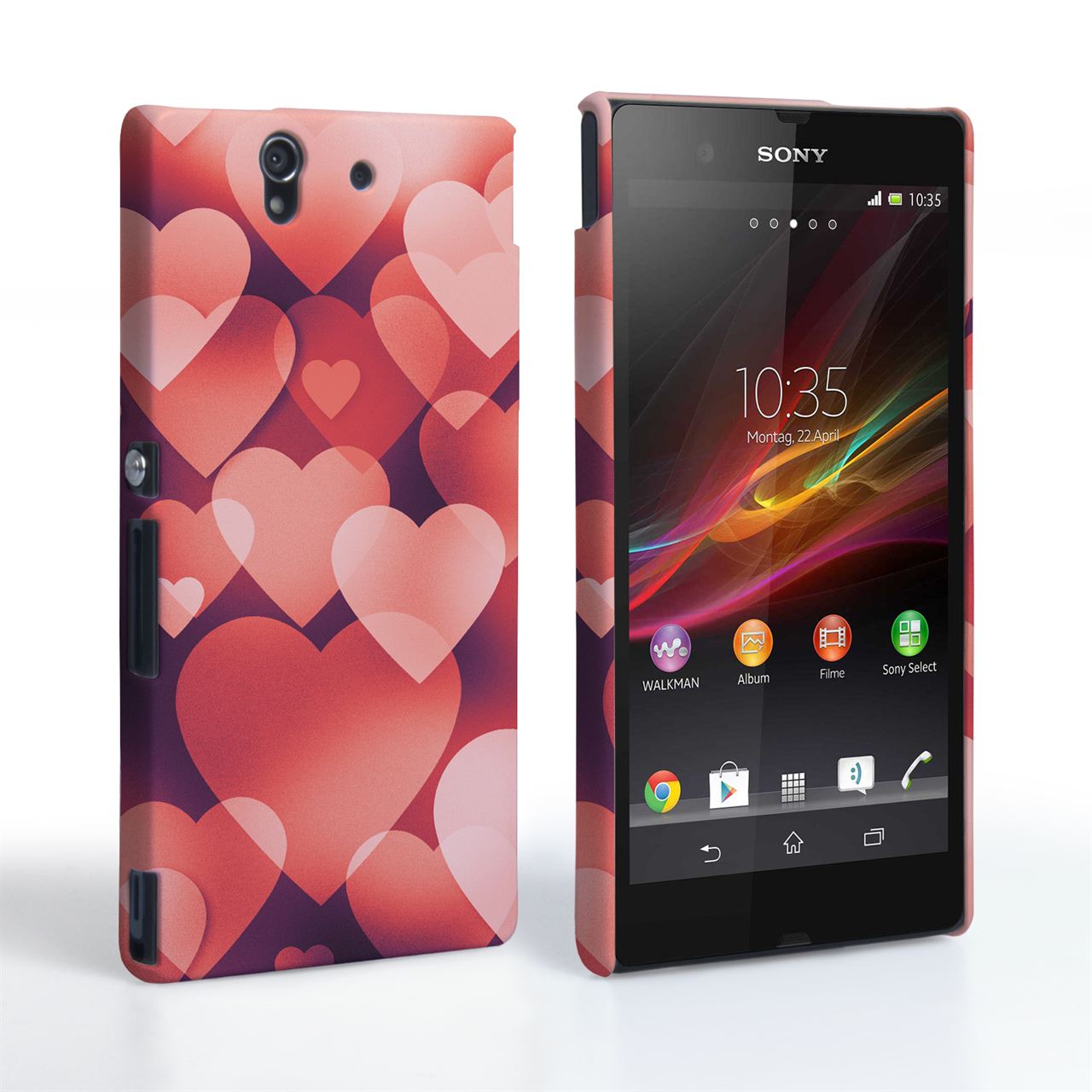 Caseflex Sony Xperia Z Red Shimmering Hearts Case