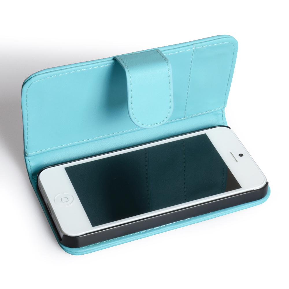 YouSave iPhone 5 / 5S Leather Effect Wallet Case - Light Blue