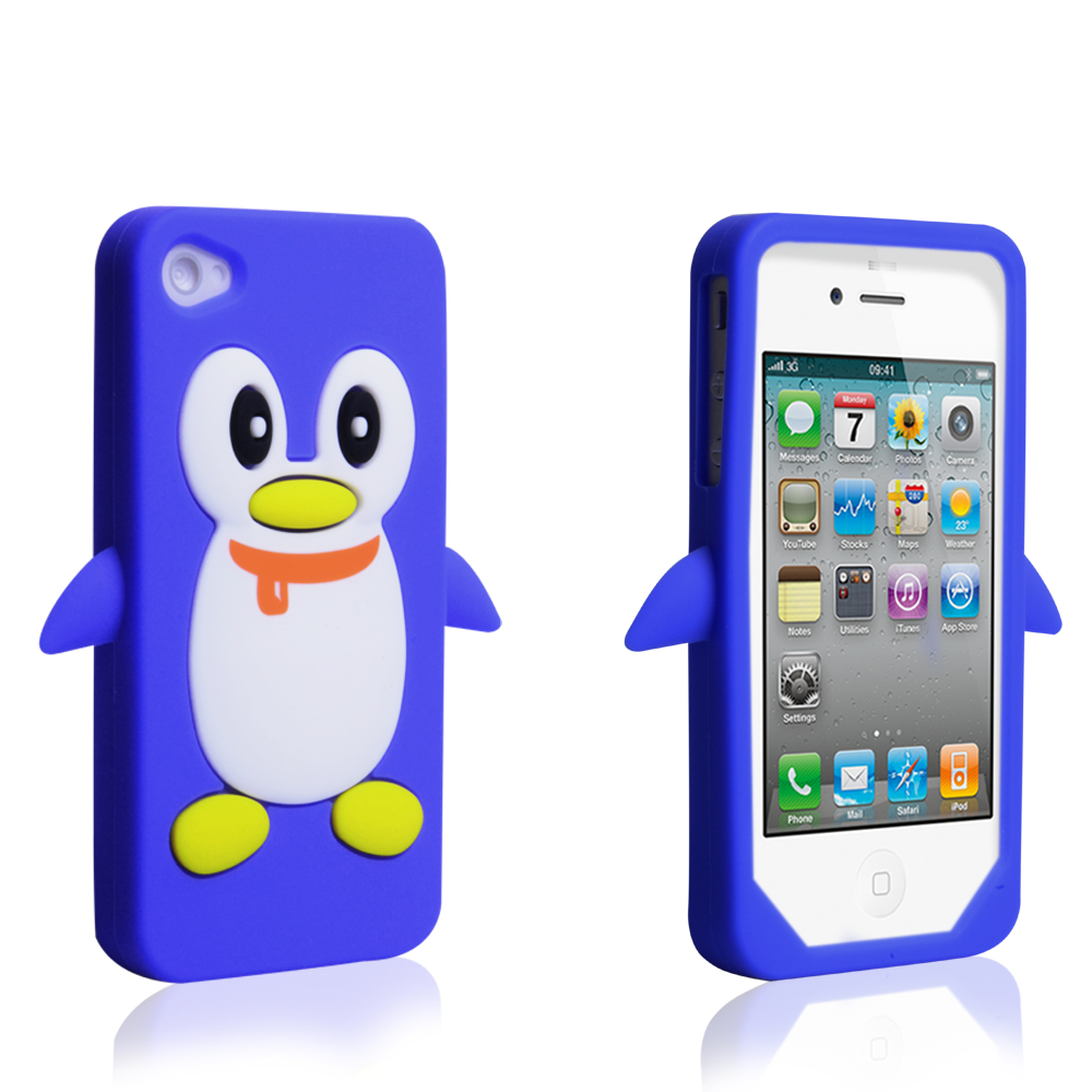 YouSave Accessories iPhone 4 / 4S Silicone Penguin Case - Blue