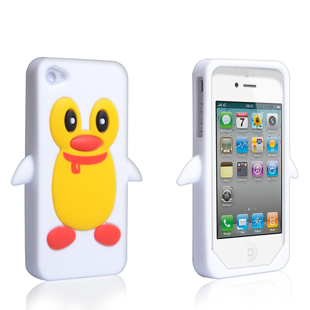 YouSave Accessories iPhone 4 / 4S Silicone Penguin Case - White 