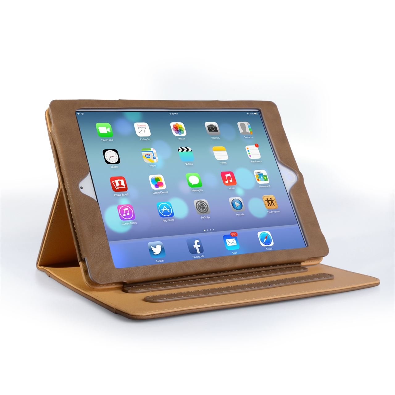 Caseflex iPad Air Textured Faux Leather Stand Case - Brown and Tan