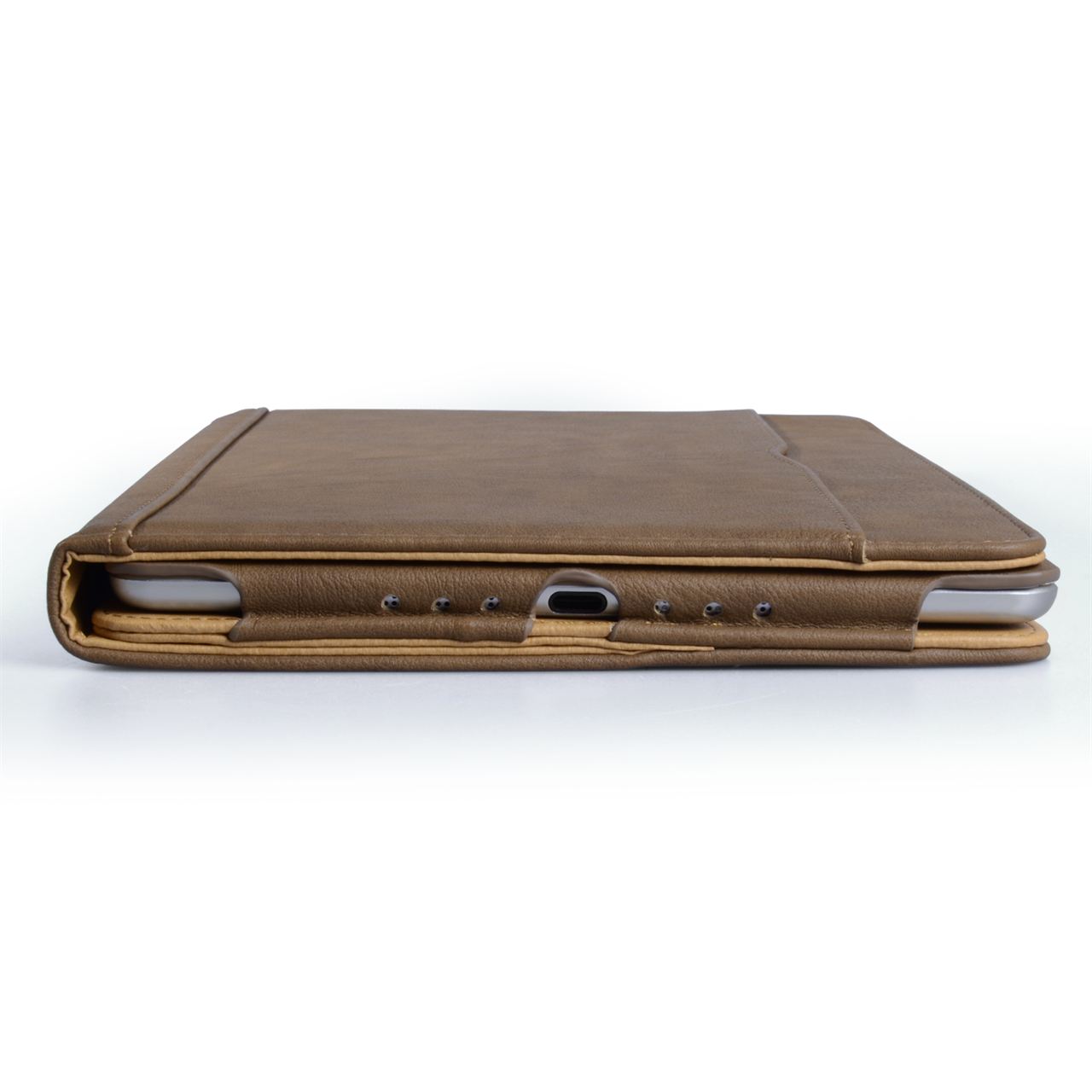 Caseflex iPad Air Textured Faux Leather Stand Case - Brown and Tan