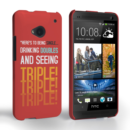 Caseflex HTC One Single, Double, Triple Quote Hard Case – Red