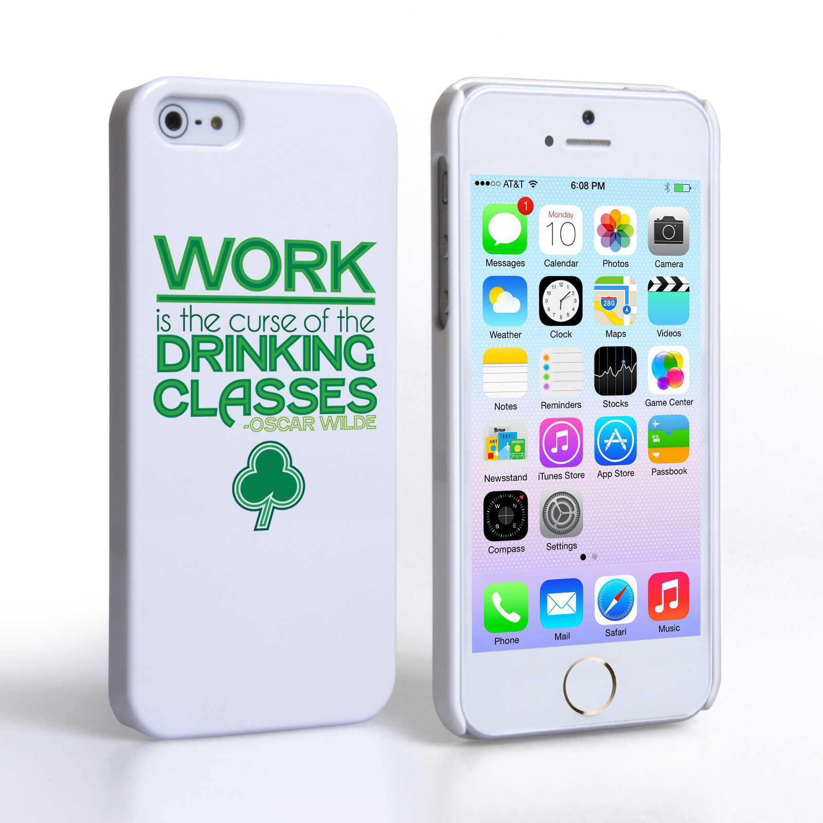 Caseflex iPhone 5 / 5S Wilde Drinking Classes Quote Hard Case – White and Green