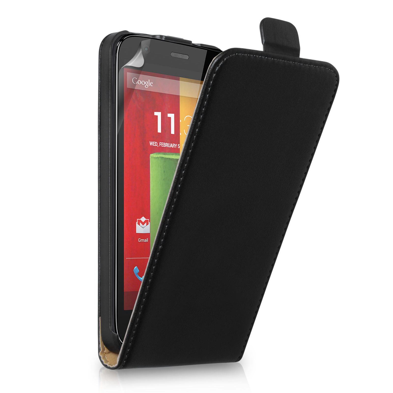 Caseflex Motorola Moto G Real Leather Flip Case - Black