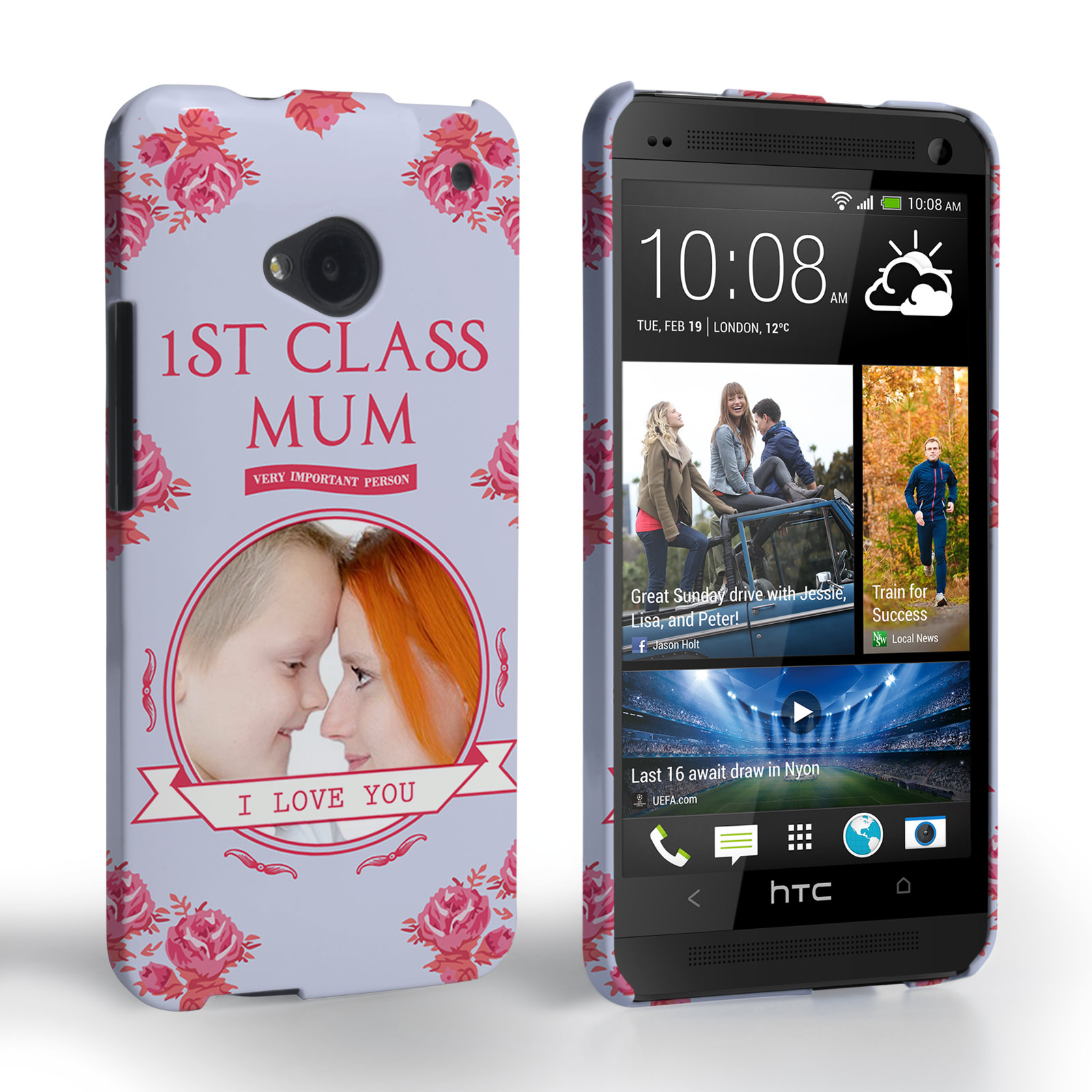 Caseflex HTC One ‘1st Class Mum’ Vintage Floral Hard Case 