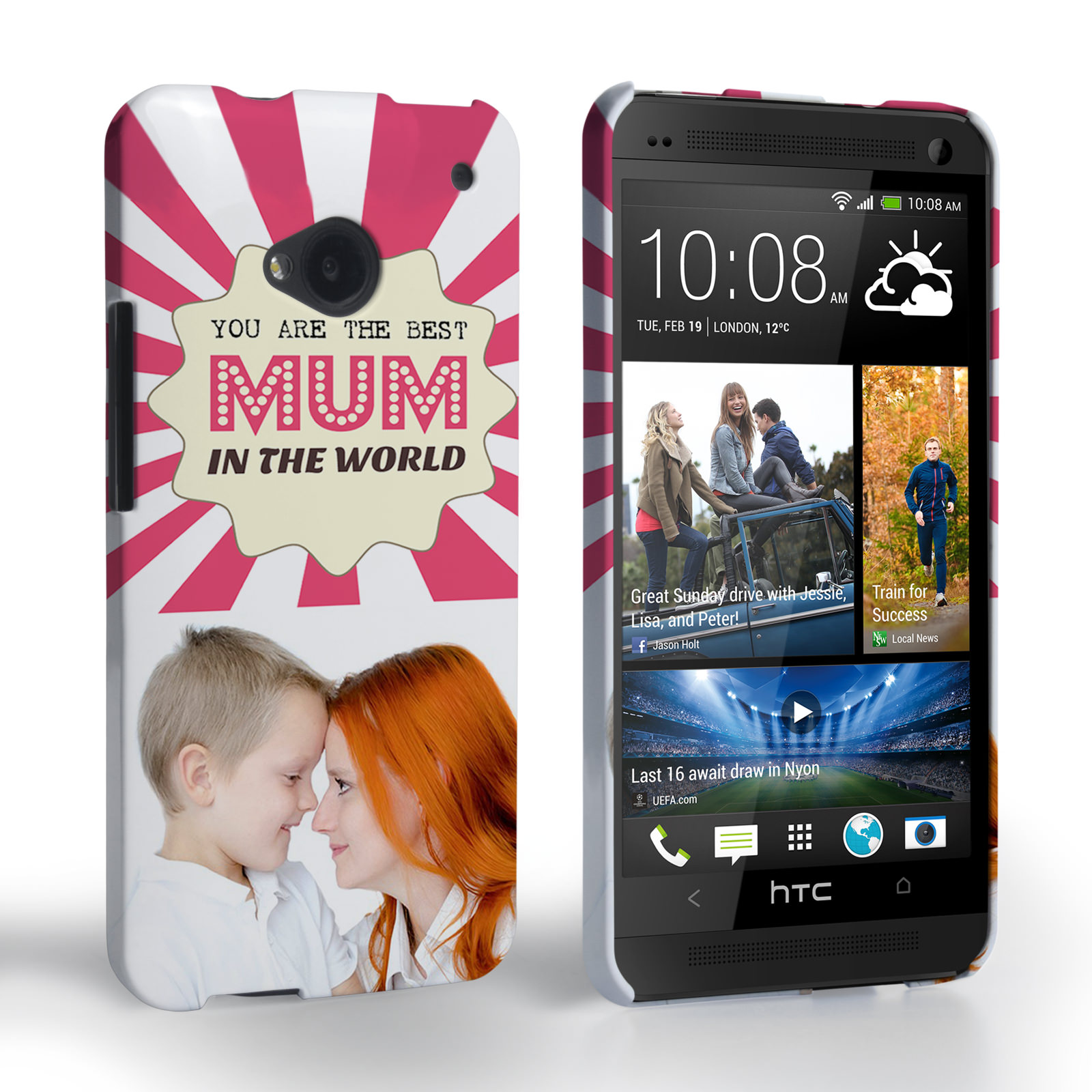 Caseflex HTC One 'Best Mum in the World’ Personalised Hard Case – Pink 