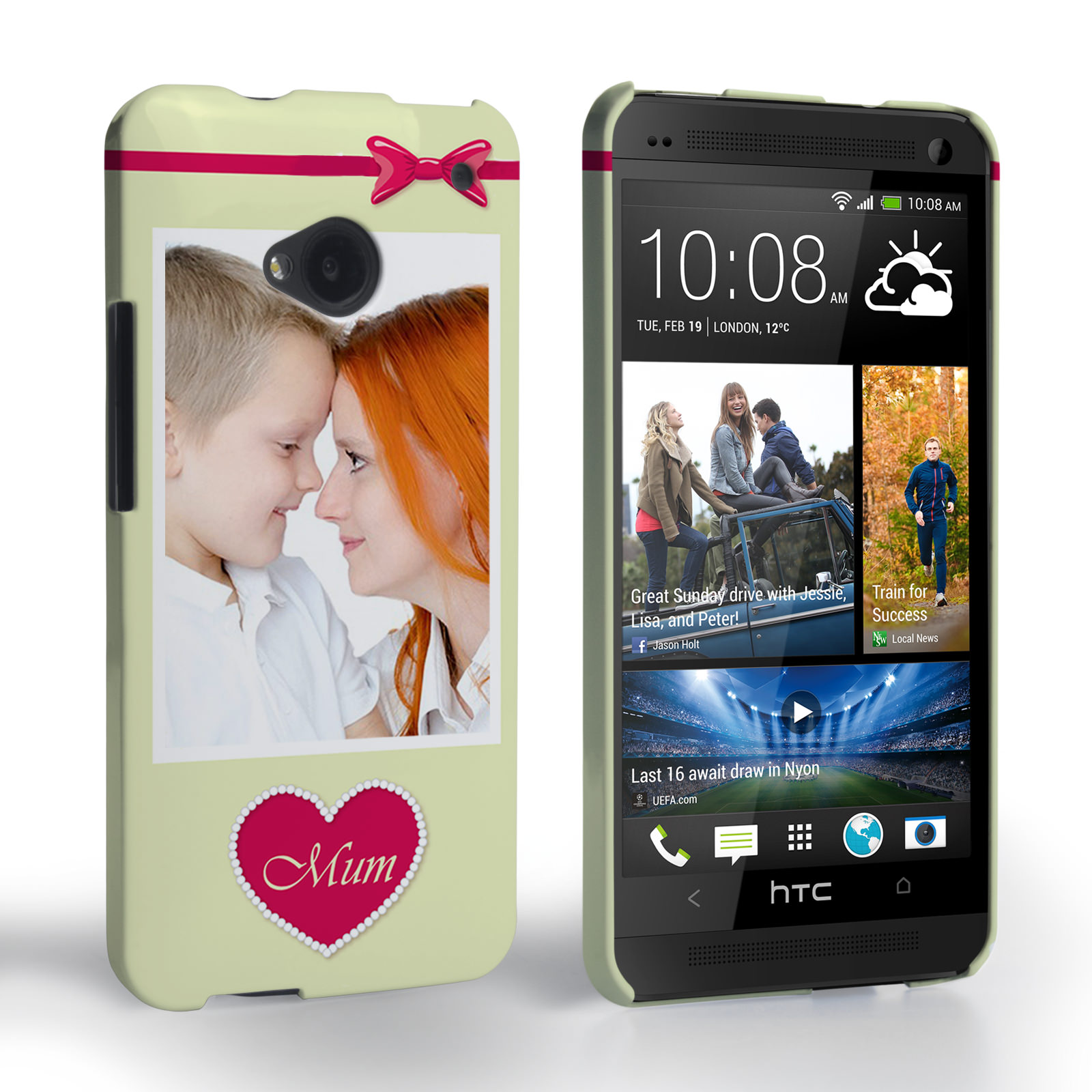 Caseflex HTC One Mum Heart Personalised Hard Case – Pink 