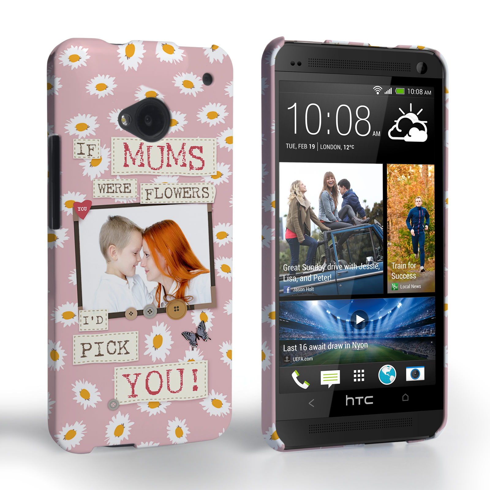 Caseflex HTC One ‘If Mums Were Flowers’ Personalised Hard Case – Pink  