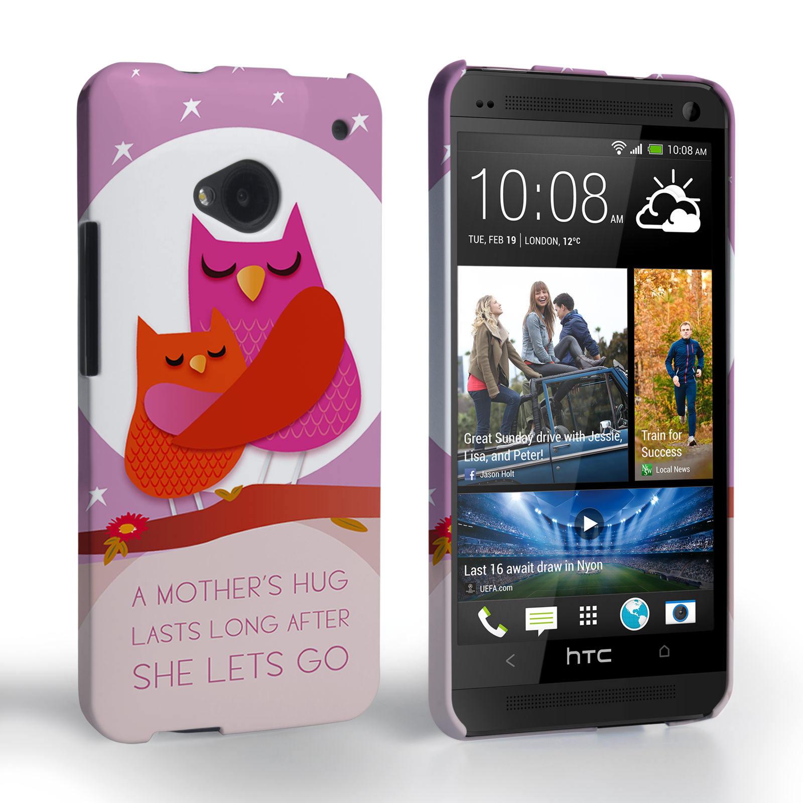 Caseflex HTC One Mummy Owl Hard Case – Purple and Pink