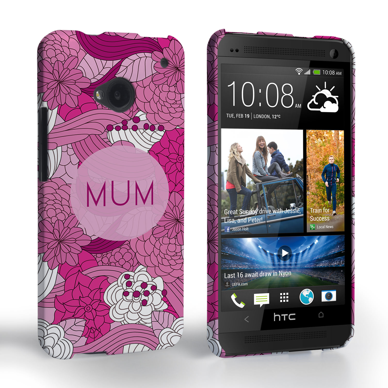 Caseflex HTC One Retro Swirl Mum Case – Pink
