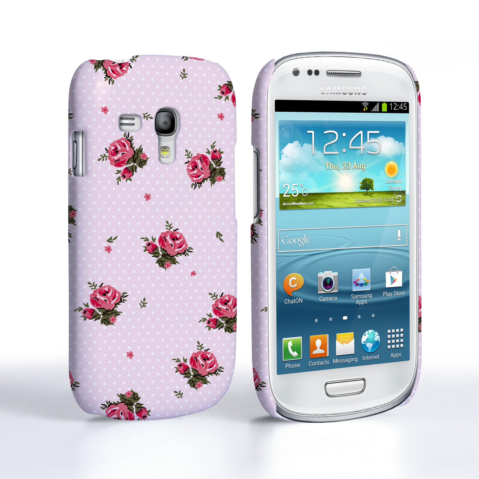 Caseflex Samsung Galaxy S3 Mini Vintage Roses Polka Dot Wallpaper Hard Case – Pink
