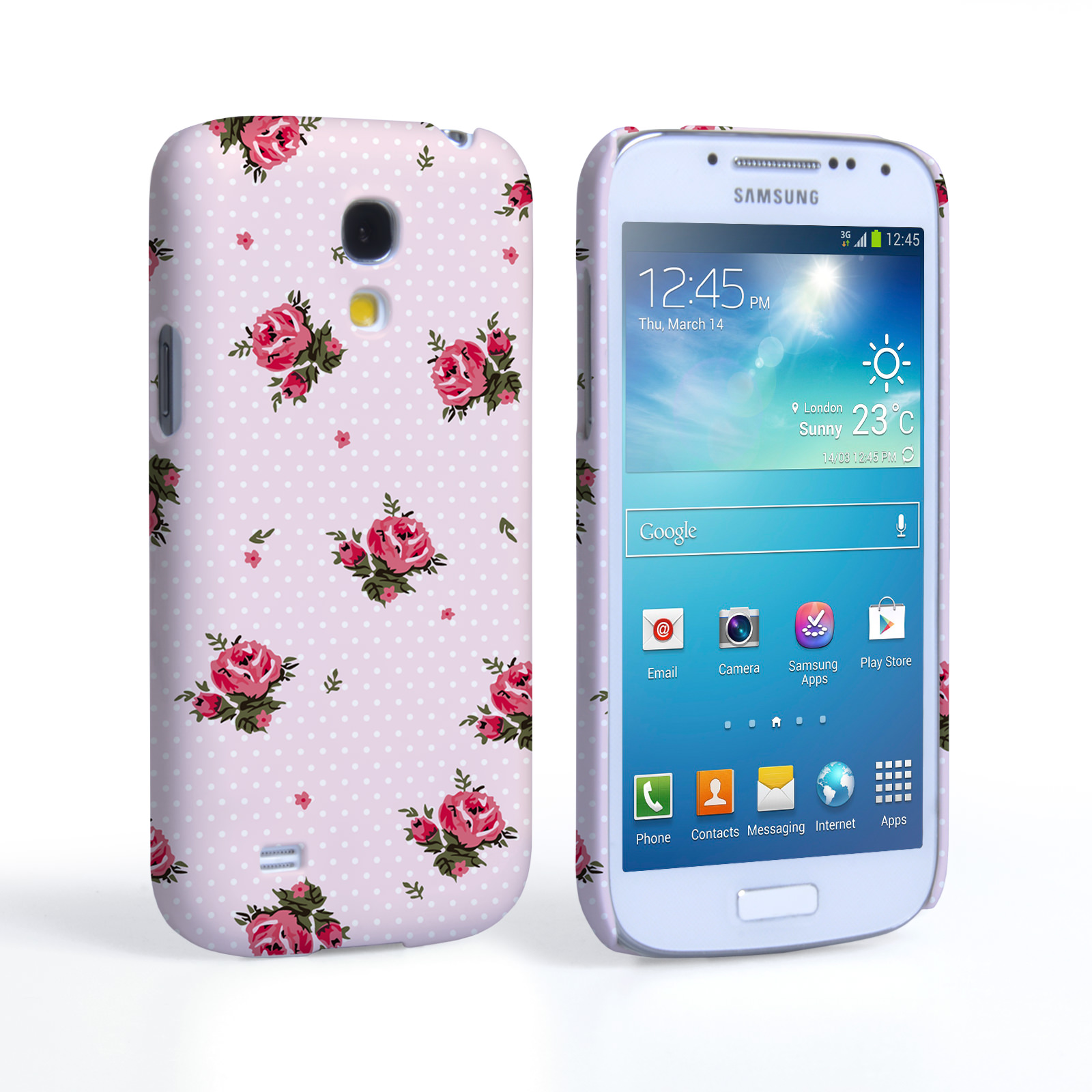 Caseflex Samsung Galaxy S4 Mini Vintage Roses Polka Dot Wallpaper Hard Case – Pink