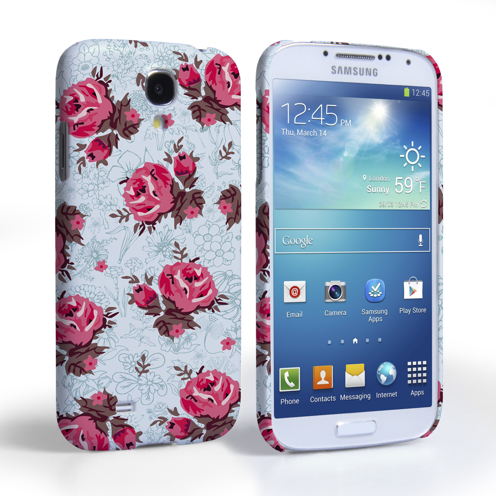 Caseflex Samsung Galaxy S4 Vintage Roses Wallpaper Hard Case – Light Blue