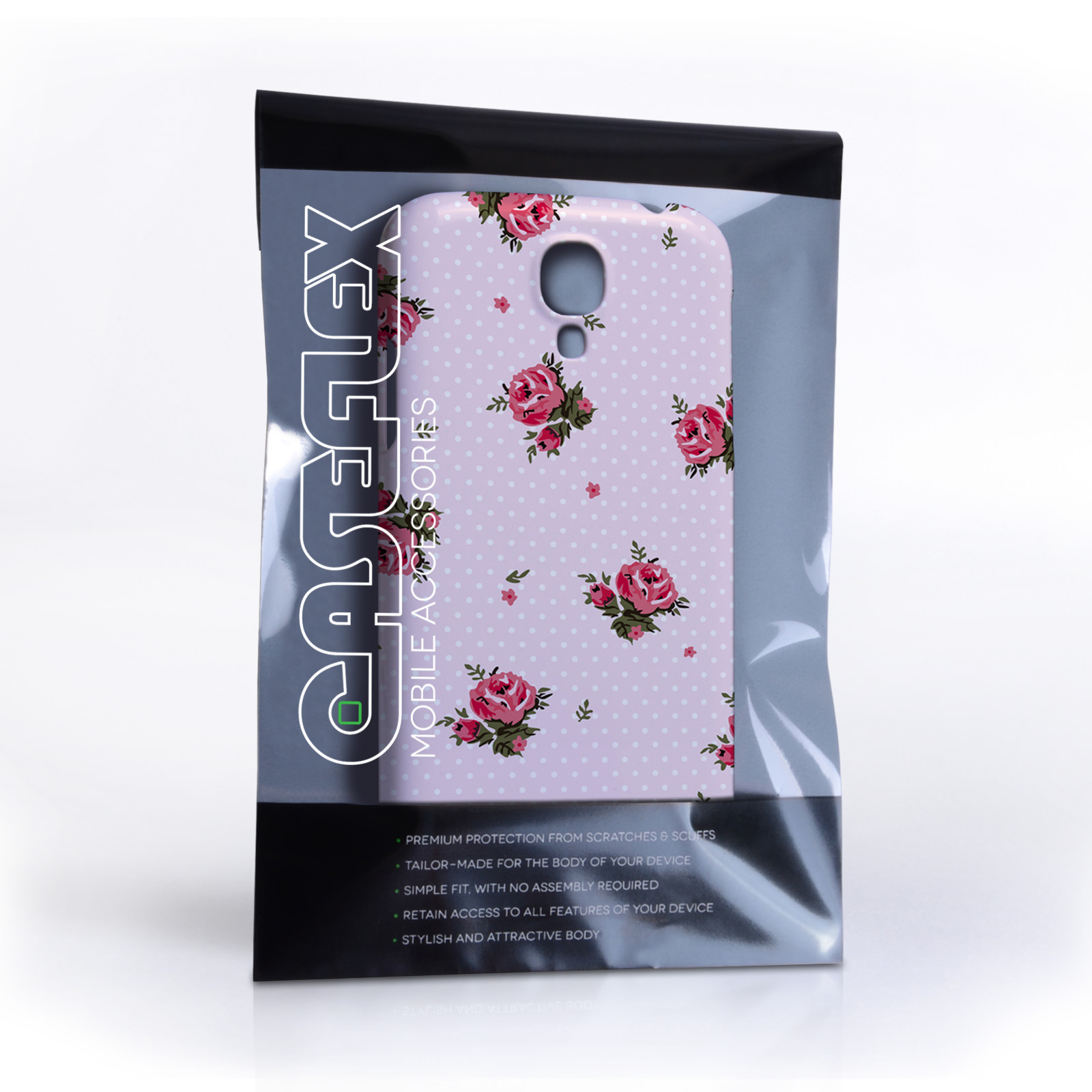 Caseflex Samsung Galaxy S4 Vintage Roses Polka Dot Wallpaper Hard Case – Pink
