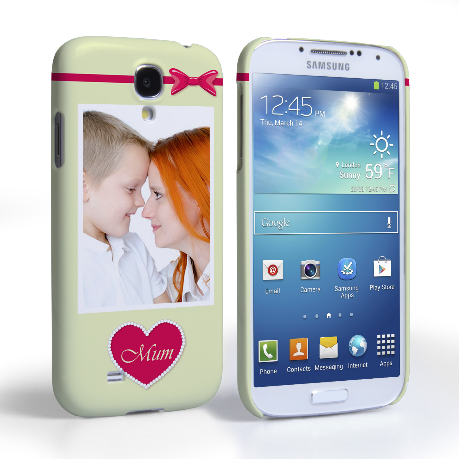 Caseflex Samsung Galaxy S4 'Mum Heart' Personalised Hard Case – Pink 