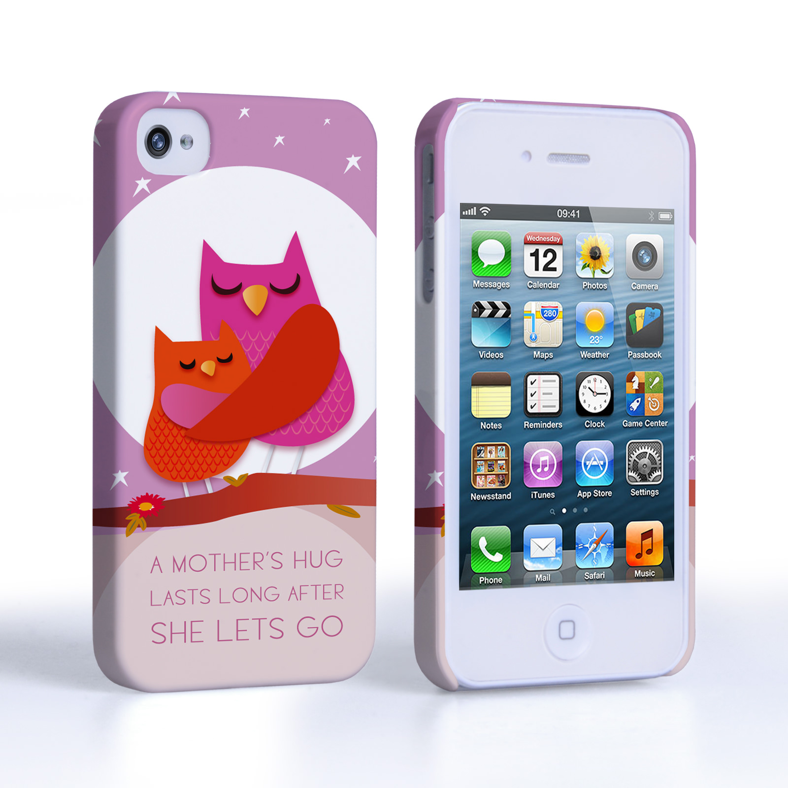 Caseflex iPhone 4 / 4S Mummy Owl Hard Case – Purple and Pink