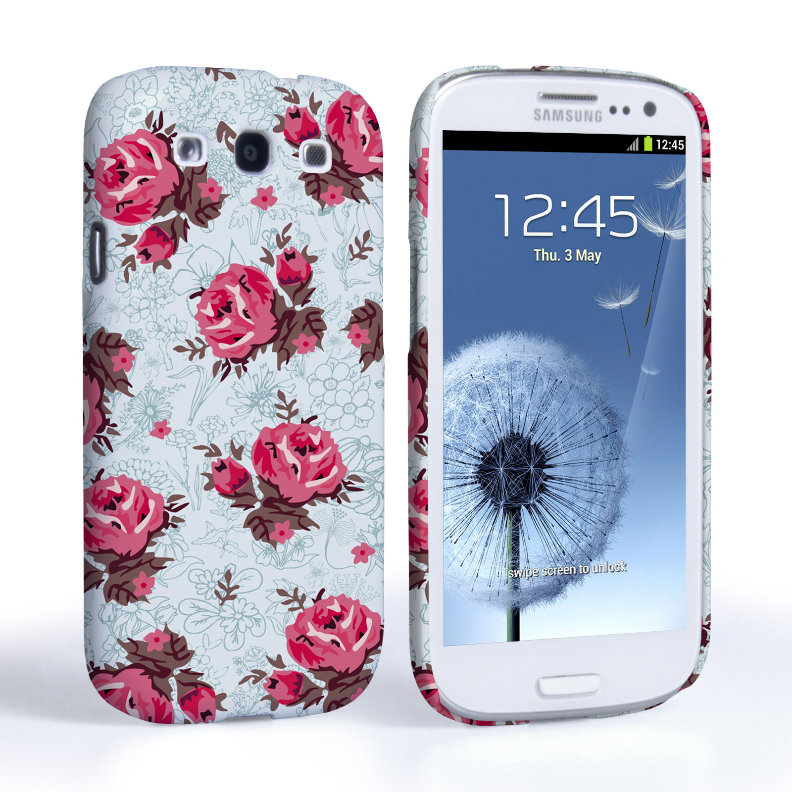 Caseflex Samsung Galaxy S3 Vintage Roses Wallpaper Hard Case – Light Blue