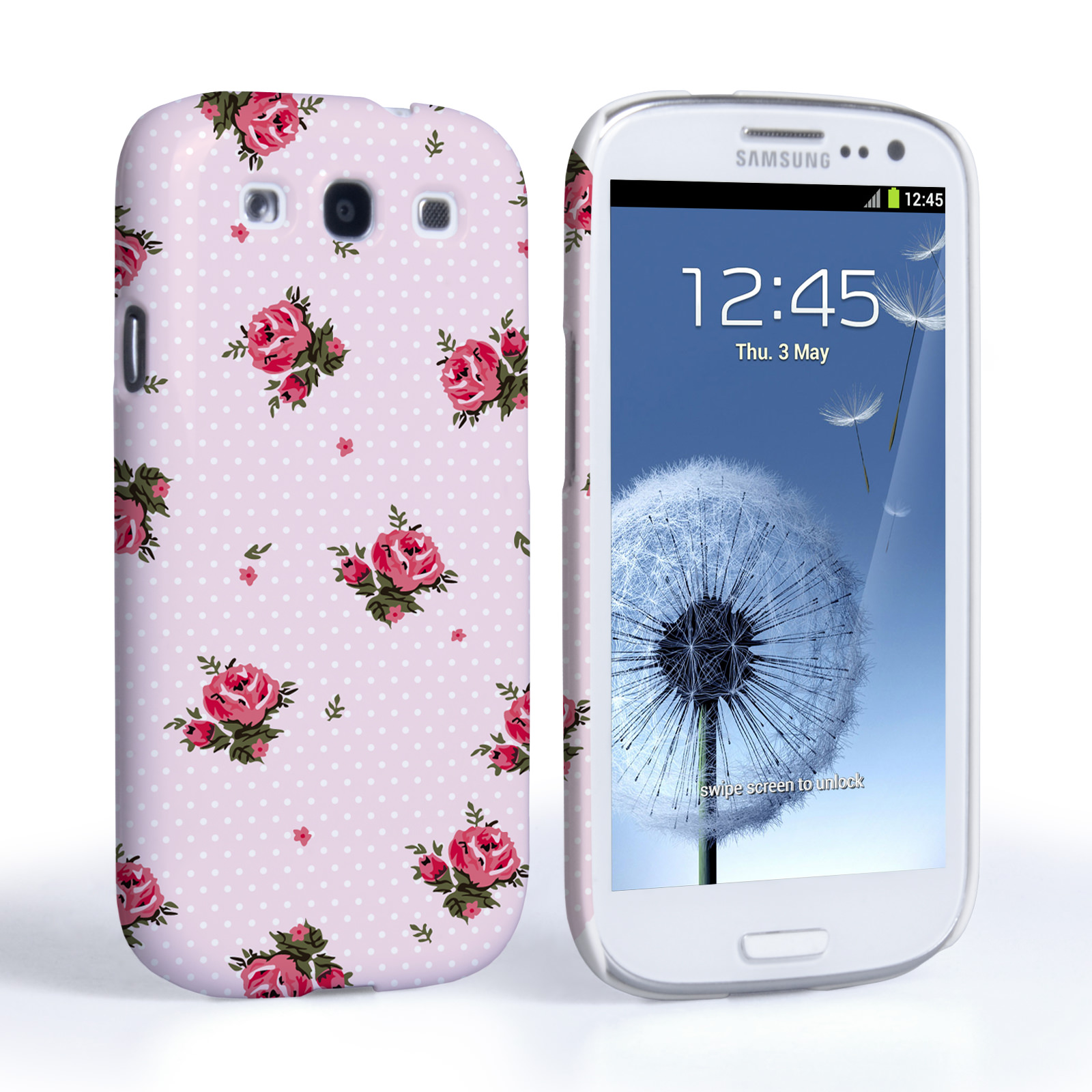 Caseflex Samsung Galaxy S3 Vintage Roses Polka Dot Wallpaper Hard Case – Pink